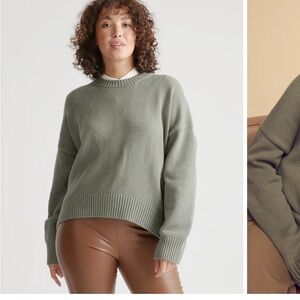 Quince 100% Organic Cotton Boyfriend Crew Sweater Agave Size L